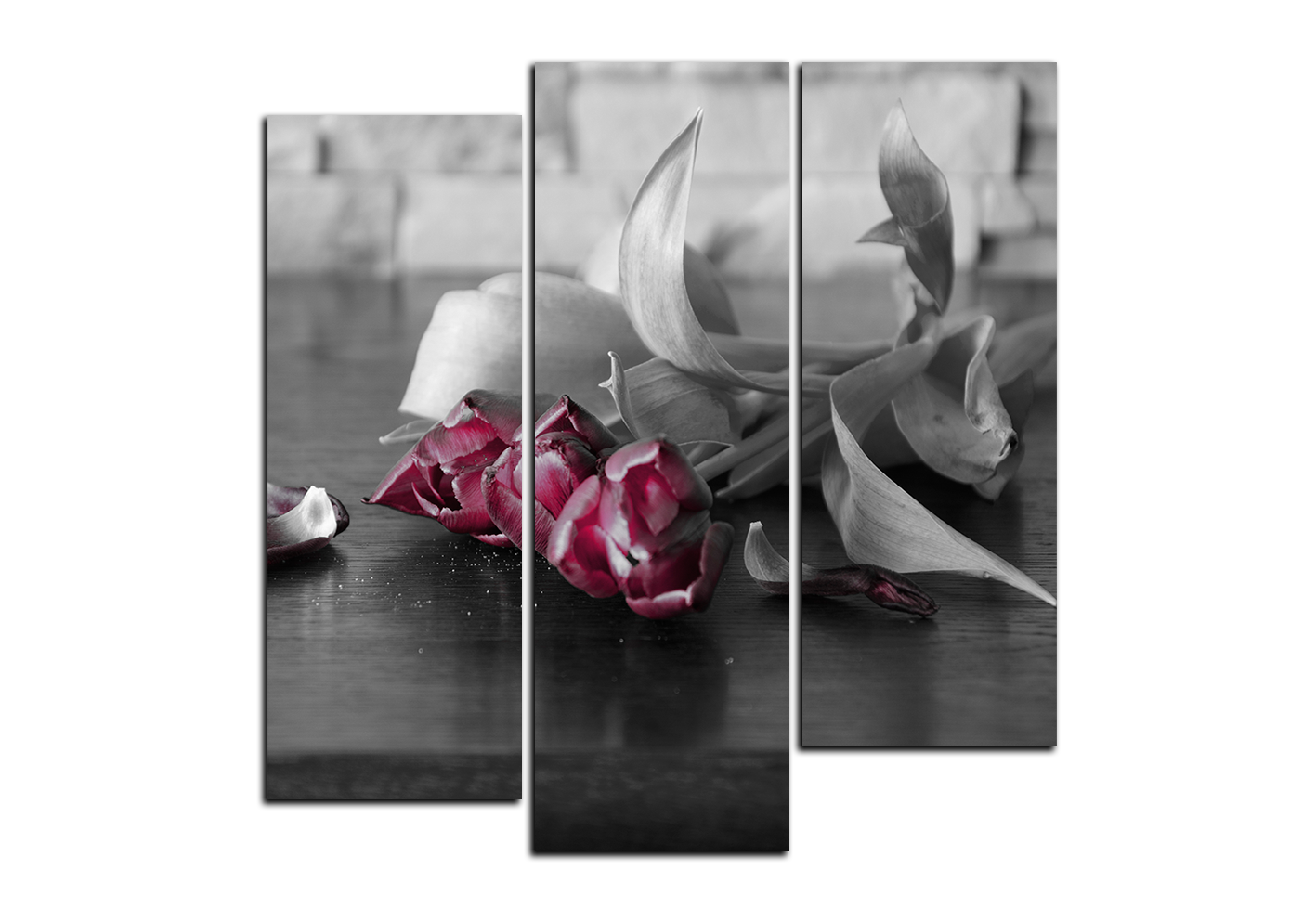 Obraz na plátně - Tři tulipány - čtverec Obraz na plátně - Tři tulipány - čtverec